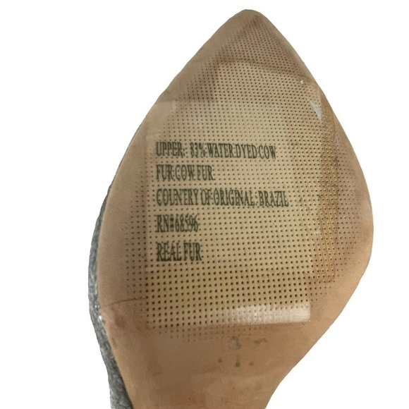 DONNA KARAN NY CRISS SILVER METALLIC PONY HAIR POINTED TOE BLOCK HEEL PUMPS - Picture 14 of 15